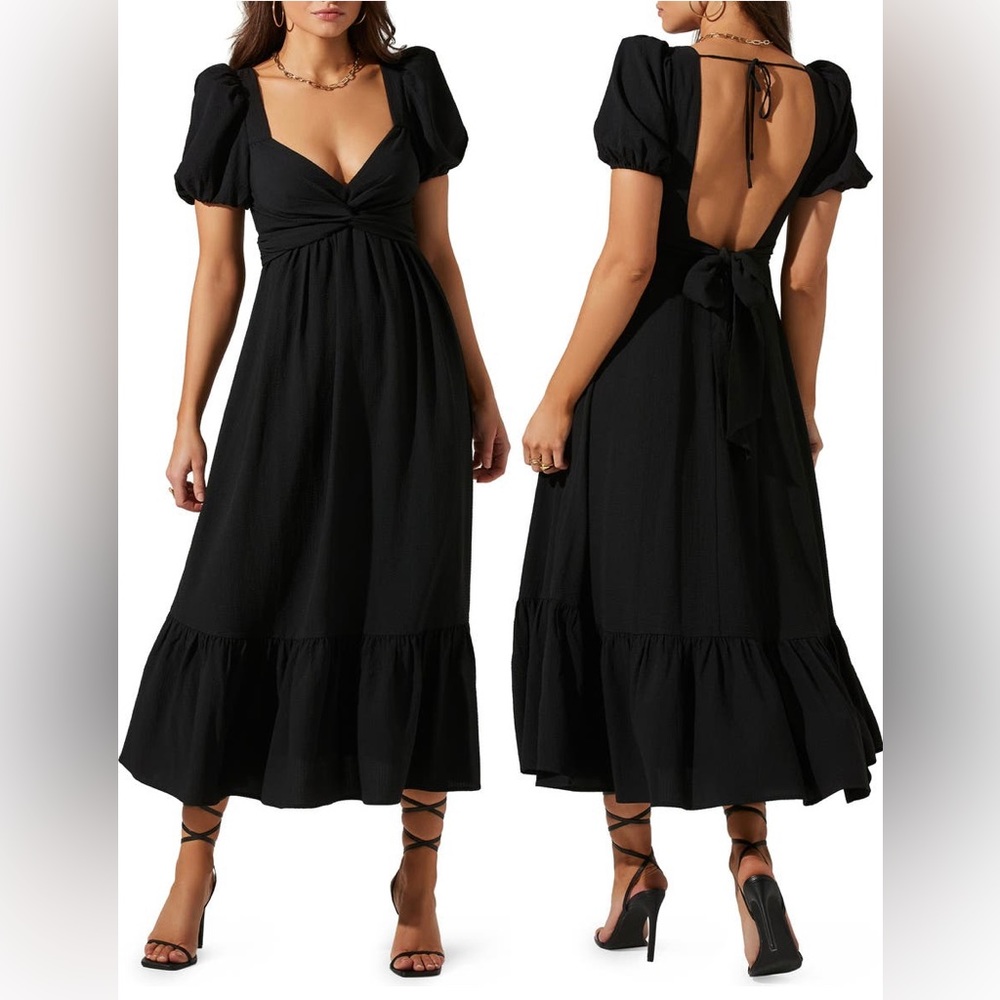 ASTR THE LABEL Tie back Puff Sleeve Dress.